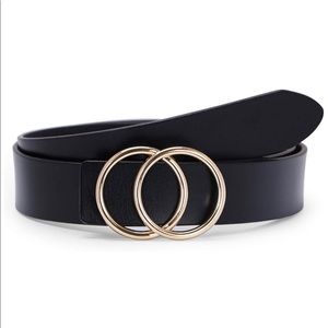 Gold Double O-Ring Buckle Women's Fashion Belt NIB